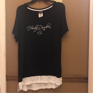 Harley Davidson Motorcycles Women’s top size M black two tone
